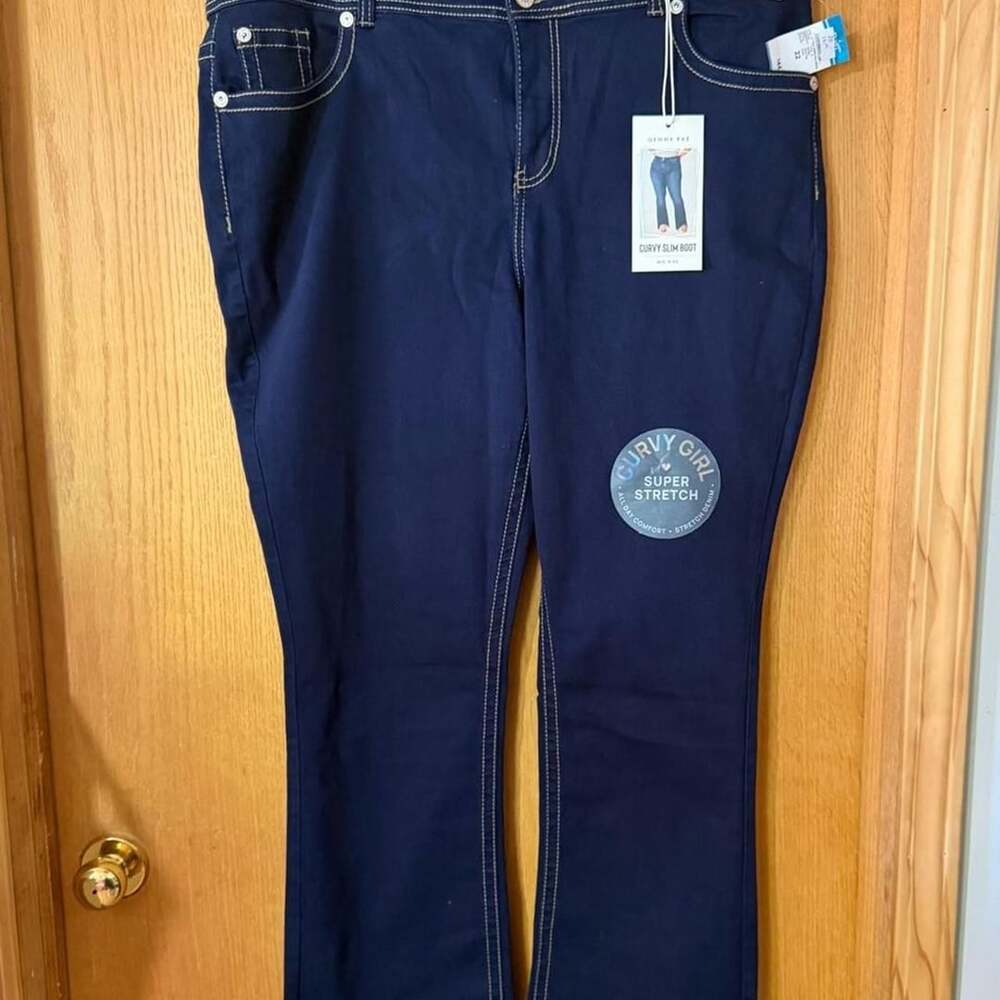 Gemma Rae Curvy Slim Boot Mid-Rise Jeans Dark Blue Size 22